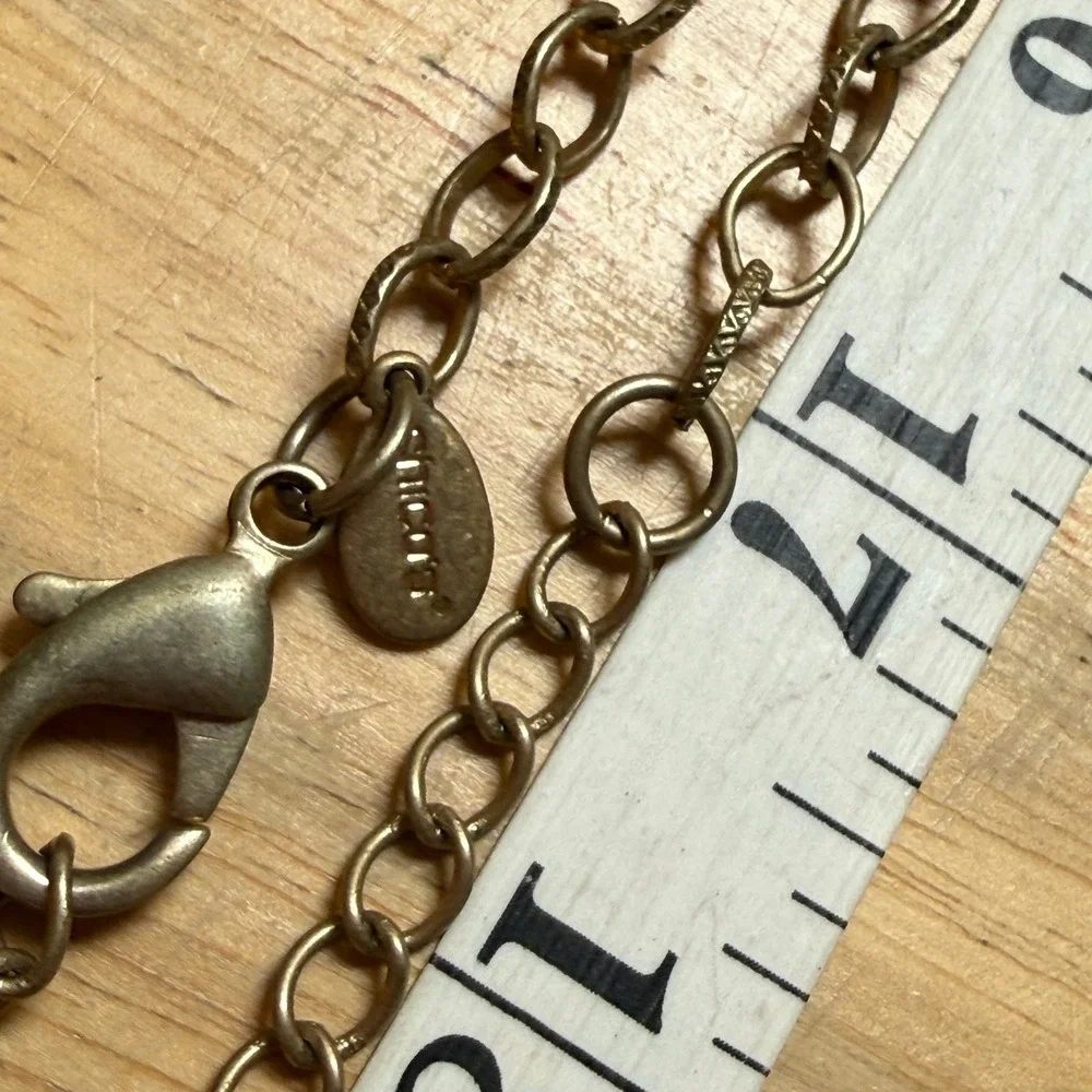 Boho Artisan Statement Lariat Chico's Necklace Stone Look Gold Tone Acrylic